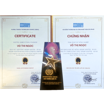 Chứng nhận giải thưởng Nhà Khoa Học Quốc Tế của CTT CI Ấn Độ 2024